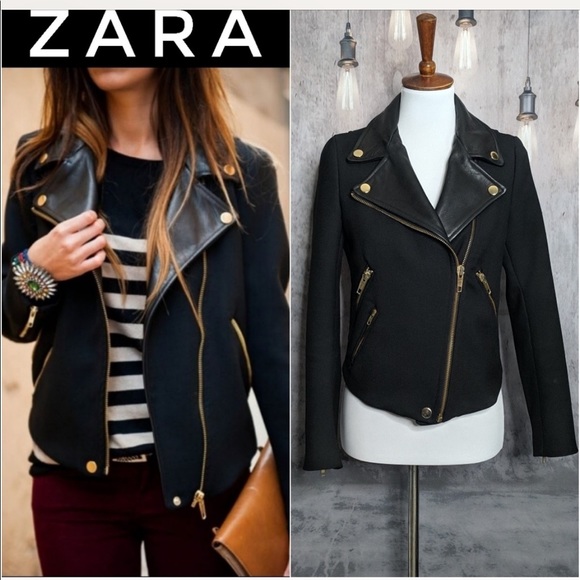 zara contrast biker jacket
